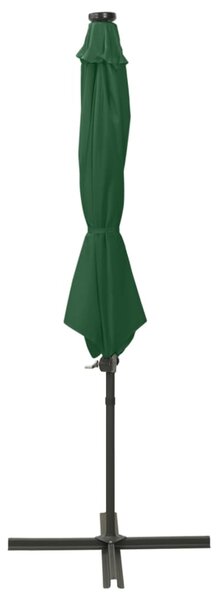 Konzolni vrtni suncobran sa stupom i LED svjetlom 300 cm zeleni - Zelena / N/A
