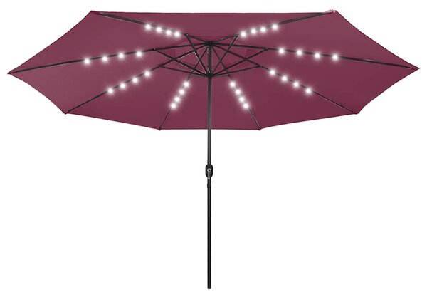 Vrtni suncobran s LED svjetlima 400 cm bordo - Crvena / N/A