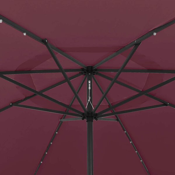 Vrtni suncobran s LED svjetlima 400 cm bordo - Crvena / N/A