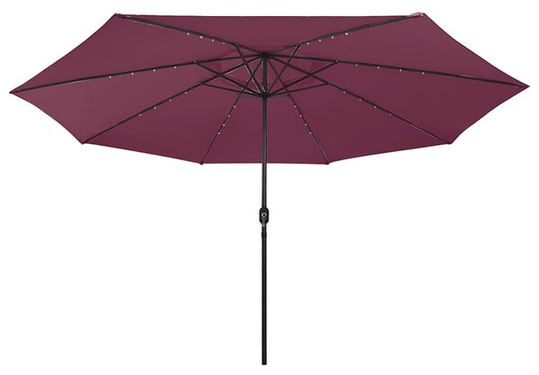 Vrtni suncobran s LED svjetlima 400 cm bordo - Crvena / N/A