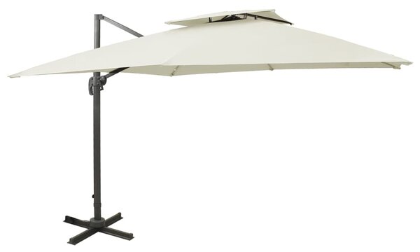 Konzolni vrtni suncobran s dvostrukim vrhom 300x300 cm boje pijeska - Bijela / 300 x 300 cm