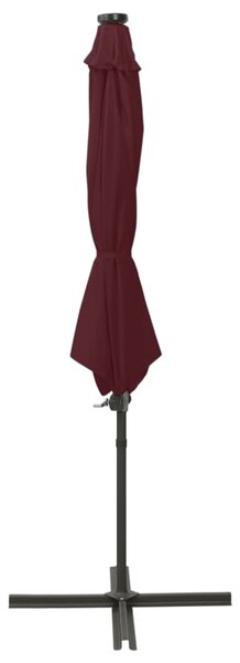 Konzolni vrtni suncobran sa stupom i LED svjetlima 300 cm bordo - Crvena / N/A