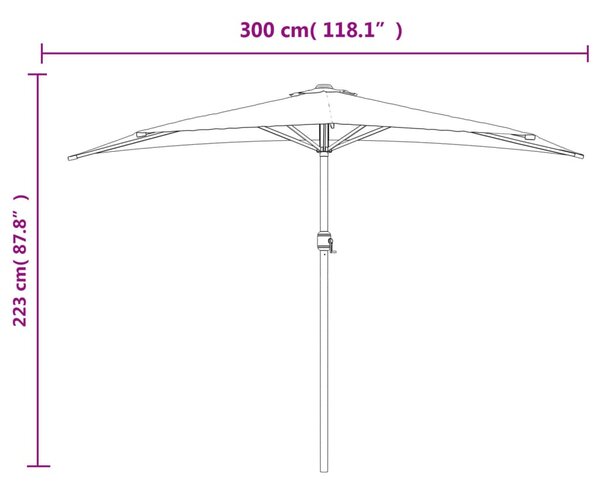 Balkonski suncobran terakota 300 x 155 x 223 cm polukružni - Smeđa / N/A