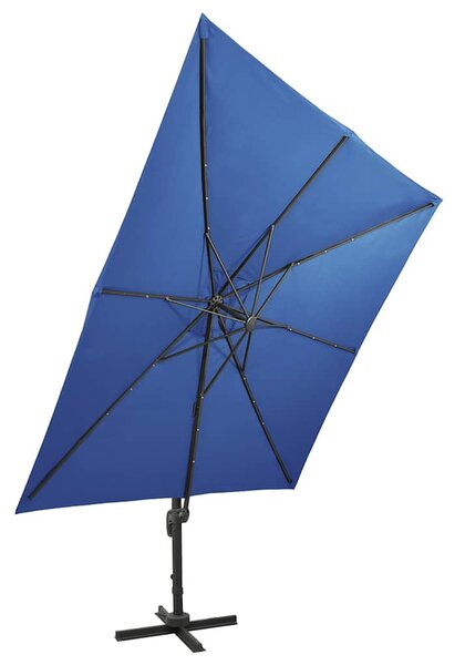 Konzolni vrtni suncobran sa stupom LED 300 cm azurnoplavi - Plava / N/A