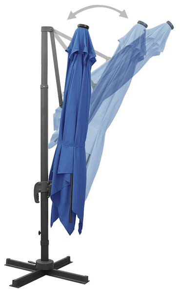 Konzolni vrtni suncobran sa stupom LED 300 cm azurnoplavi - Plava / N/A