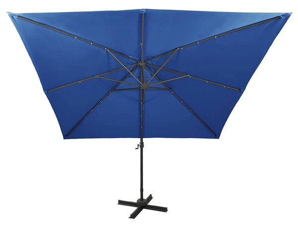 Konzolni vrtni suncobran sa stupom LED 300 cm azurnoplavi - Plava / N/A