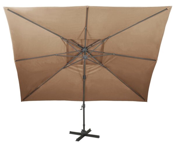 Konzolni vrtni suncobran s duplim vrhom 400 x 300 cm smeđesivi - Tupe / 300 x 400 cm
