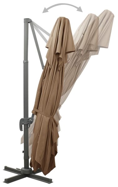 Konzolni vrtni suncobran s duplim vrhom 400 x 300 cm smeđesivi - Tupe / 300 x 400 cm