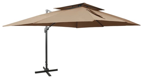 Konzolni vrtni suncobran s duplim vrhom 400 x 300 cm smeđesivi - Tupe / 300 x 400 cm
