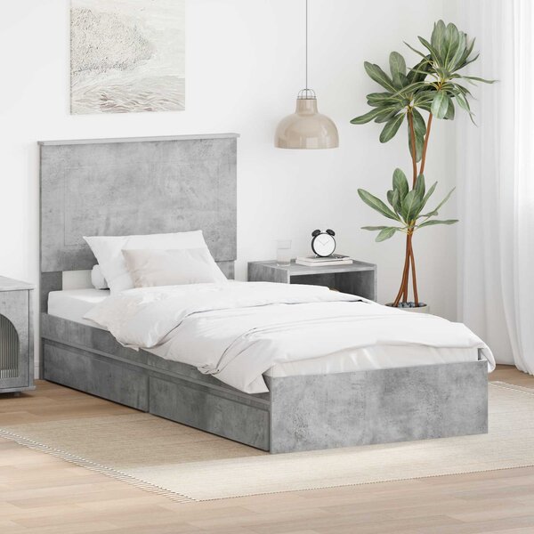 Krevet s od storage Betonski sivi 90 x 190 cm Konstruirano drvo - Siva / 90 x 190 cm