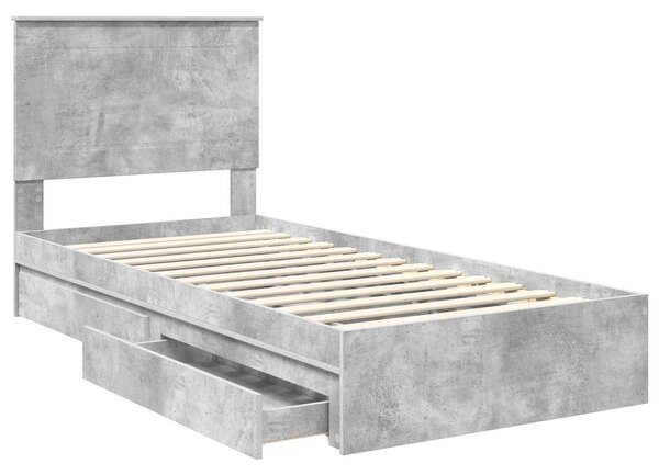 Krevet s od storage Betonski sivi 90 x 190 cm Konstruirano drvo - Siva / 90 x 190 cm