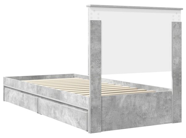 Krevet s od storage Betonski sivi 90 x 190 cm Konstruirano drvo - Siva / 90 x 190 cm