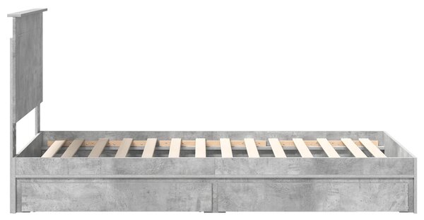 Krevet s od storage Betonski sivi 90 x 190 cm Konstruirano drvo - Siva / 90 x 190 cm