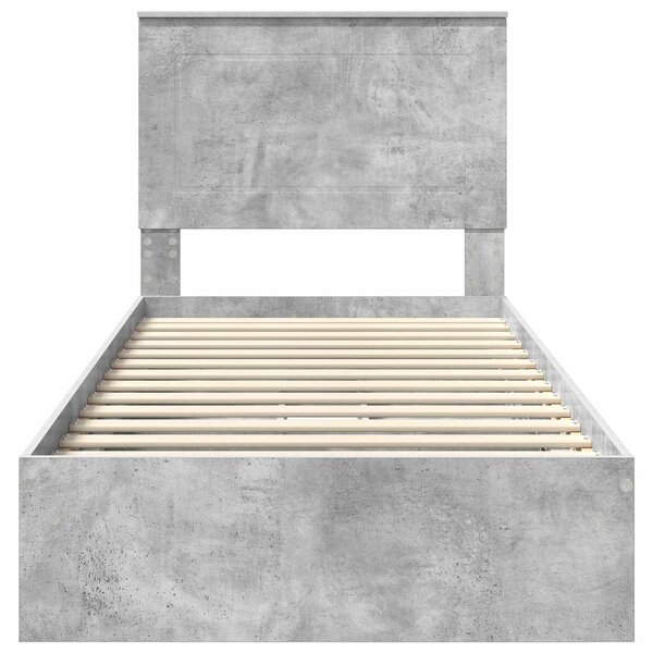 Krevet s od storage Betonski sivi 90 x 190 cm Konstruirano drvo - Siva / 90 x 190 cm