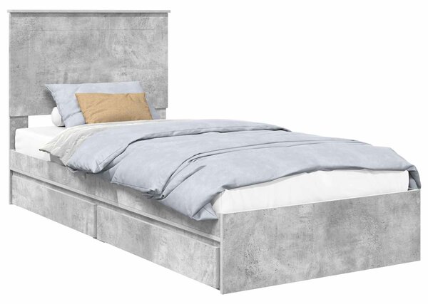 Krevet s od storage Betonski sivi 90 x 190 cm Konstruirano drvo - Siva / 90 x 190 cm