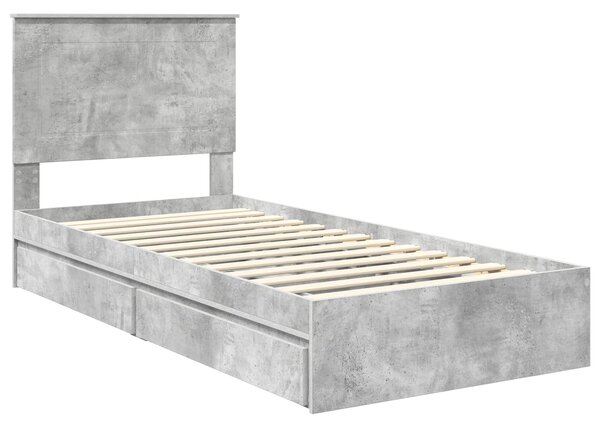 Krevet s od storage Betonski sivi 90 x 190 cm Konstruirano drvo - Siva / 90 x 190 cm