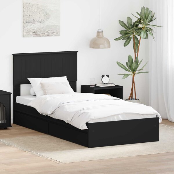 Krevet s od storage Crna 90 x 190 cm Konstruirano drvo - Crna / 90 x 190 cm