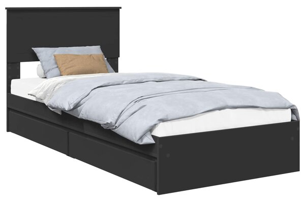 Krevet s od storage Crna 90 x 190 cm Konstruirano drvo - Crna / 90 x 190 cm