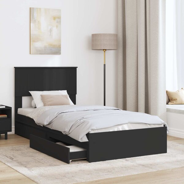 Krevet s od storage Crna 90 x 190 cm Konstruirano drvo - Crna / 90 x 190 cm