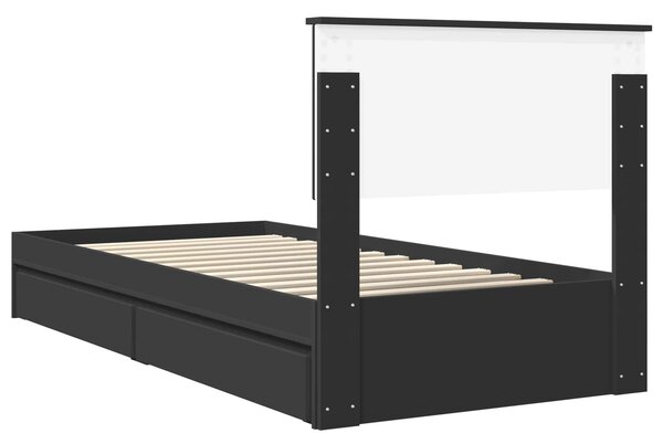 Krevet s od storage Crna 90 x 190 cm Konstruirano drvo - Crna / 90 x 190 cm
