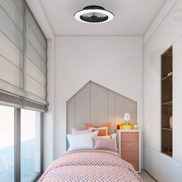 Mantra Iluminación Alisio mini LED stropni ventilator, crni, prigušiva, Crno, Dnevni boravak/blagovaonica, Metal