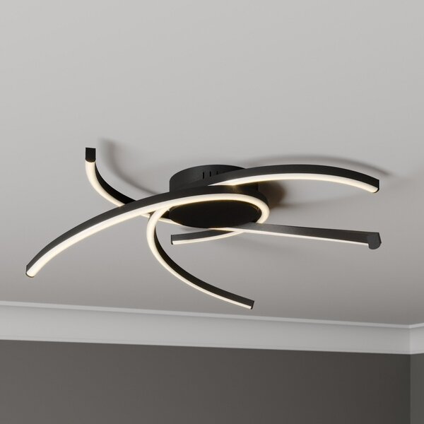 Lindby Katris LED stropna svjetiljka, 58 cm, crna, prigušiva, Crno, Dnevni boravak/blagovaonica, Metal