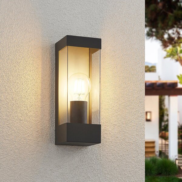 Lindby vanjska zidna lampa Tilian, visina 25 cm, antracit, čelik, prigušiva, Crno, Metal