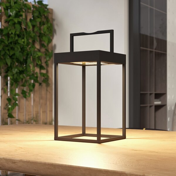 Lucande LED solarno svjetlo Lynzy, 38cm, crno, metal, IP65, prigušiva, Crno, Metal, fenjer