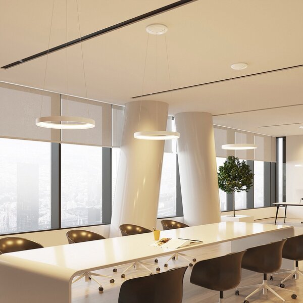 Arcchio LED viseća svjetiljka Vivy, Ø 58 cm, bijela, metalna, prigušiva, Bijela, Kuhinja, Metal
