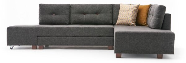 Atelier Del Sofa Kutna garnitura na razvlačenje, Antracit, Manama Corner Sofa Bed Right - Anthracite