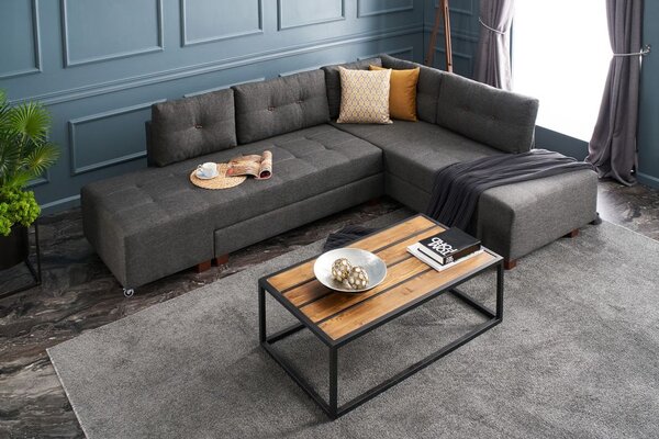 Atelier Del Sofa Kutna garnitura na razvlačenje, Antracit, Manama Corner Sofa Bed Right - Anthracite