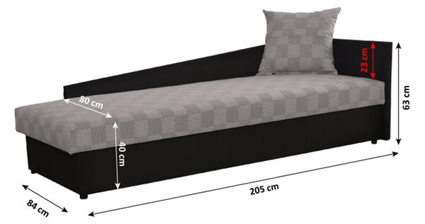 Jednostruki krevet (ležaj) 80 cm Jeannine (siva + crna) (s prostorom za odlaganje) (D)