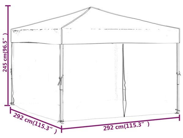 Sklopivi šator za zabave s bočnim zidovima 3 x 3 m crveni - Crvena / 3 x 3 m