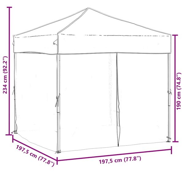 Sklopivi šator za zabave s bočnim zidovima 2 x 2 m crveni - Crvena / 2 x 2 m