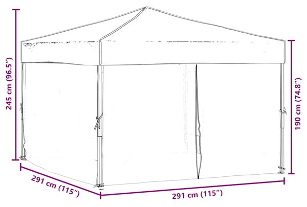 Sklopivi šator za zabave s bočnim zidovima 3 x 3 m bijeli - Bijela / 3 x 3 m