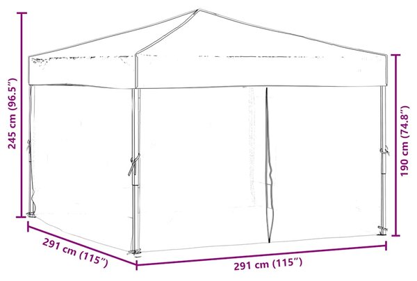 Sklopivi šator za zabave s bočnim zidovima 3 x 3 m smeđesivi - Tupe / 3 x 3 m