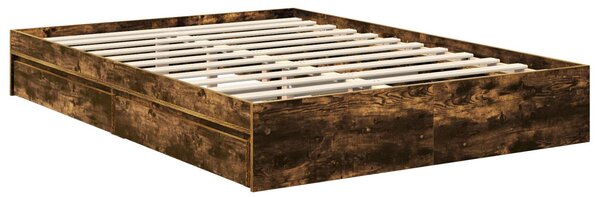 Krevet s od storage s uzglavljem Dimljeni hrast 135 x 190 cm - Smeđa / 135 x 190 cm