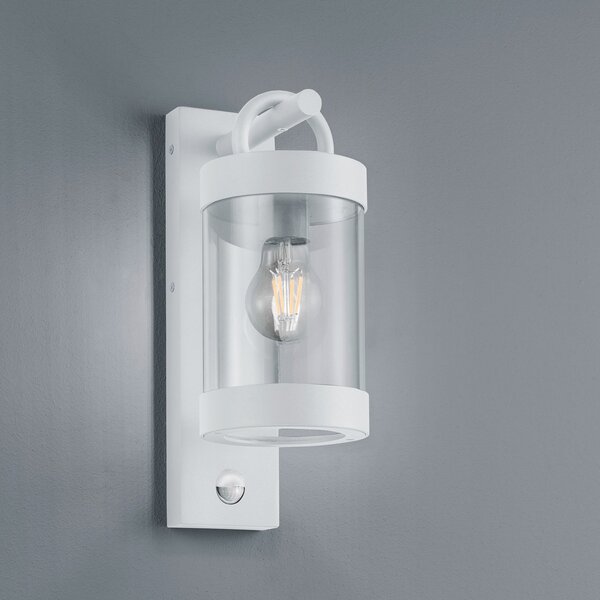 Trio Lighting Zambesi vanjska zidna lampa, senzor pokreta, bijela, Bijela, Aluminij, fenjer