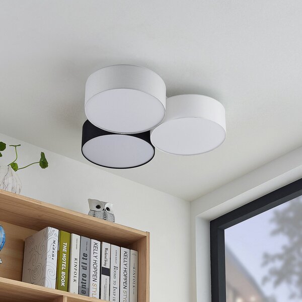 Lindby Janita LED stropna lampa, 3 žarulje, trobojna, prigušiva, Višebojno, Dnevni boravak/blagovaonica, Tkanina / tekstil