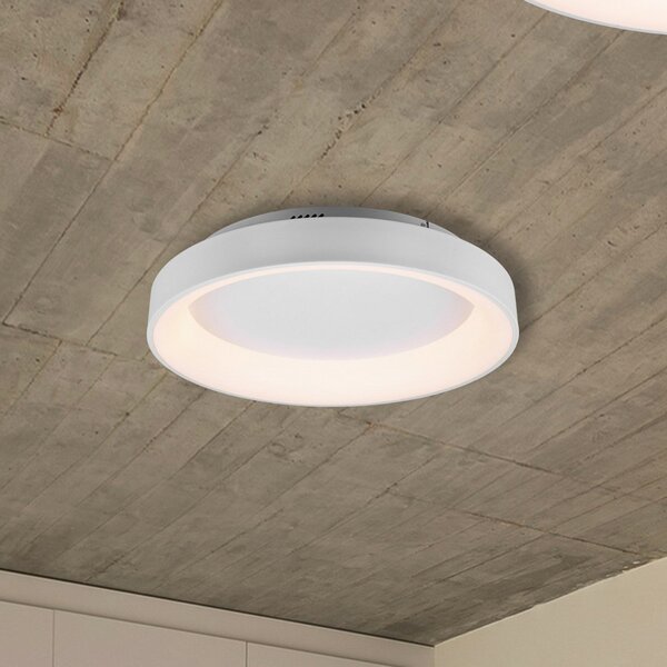 Trio Lighting Girona LED stropna svjetiljka s daljinskim upravljačem, bijela, prigušiva, Bijela, Dnevni boravak/blagovaonica, Metal