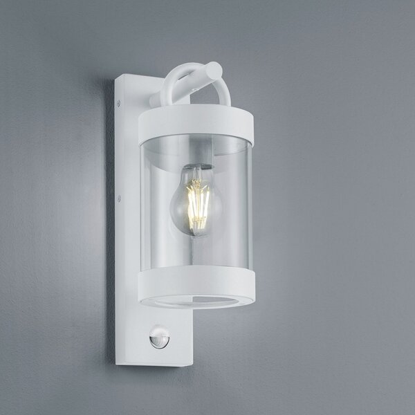 Trio Lighting Zambesi vanjska zidna lampa, senzor pokreta, bijela, Bijela, Aluminij, fenjer