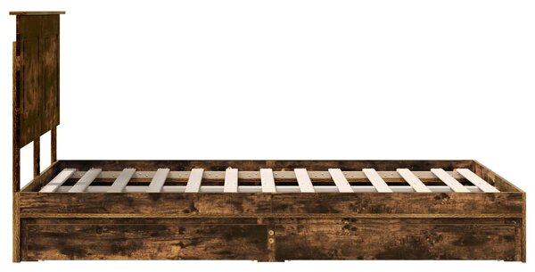 Krevet s od storage s uzglavljem Dimljeni hrast 135 x 190 cm - Smeđa / 135 x 190 cm
