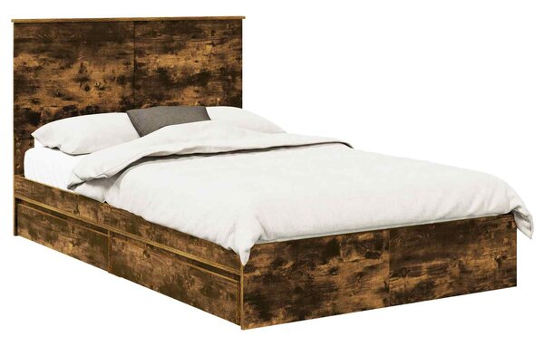 Krevet s od storage s uzglavljem Dimljeni hrast 135 x 190 cm - Smeđa / 135 x 190 cm