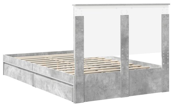 Krevet s od storage s uzglavljem Betonski sivi 135 x 190 cm - Siva / 135 x 190 cm