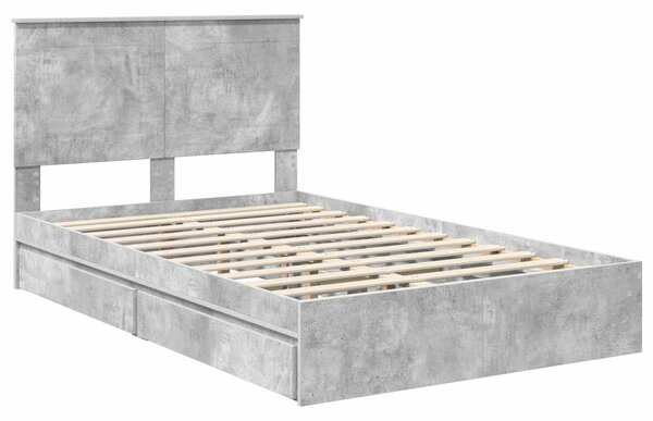 Krevet s od storage s uzglavljem Betonski sivi 135 x 190 cm - Siva / 135 x 190 cm