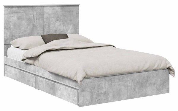 Krevet s od storage s uzglavljem Betonski sivi 135 x 190 cm - Siva / 135 x 190 cm