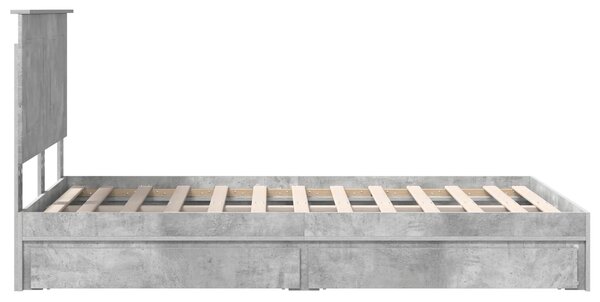 Krevet s od storage s uzglavljem Betonski sivi 135 x 190 cm - Siva / 135 x 190 cm