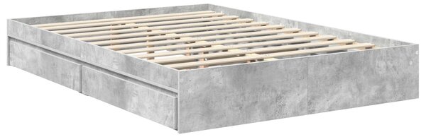 Krevet s od storage s uzglavljem Betonski sivi 135 x 190 cm - Siva / 135 x 190 cm