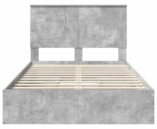 Krevet s od storage s uzglavljem Betonski sivi 135 x 190 cm - Siva / 135 x 190 cm