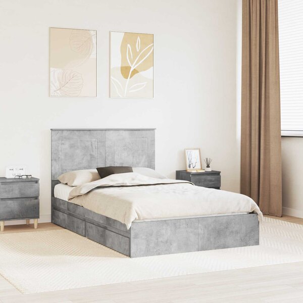 Krevet s od storage s uzglavljem Betonski sivi 135 x 190 cm - Siva / 135 x 190 cm